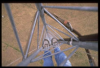 Looking down inside a 190 foot tower